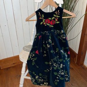 Vintage April Cornell floral velvet dress , girls 3/4